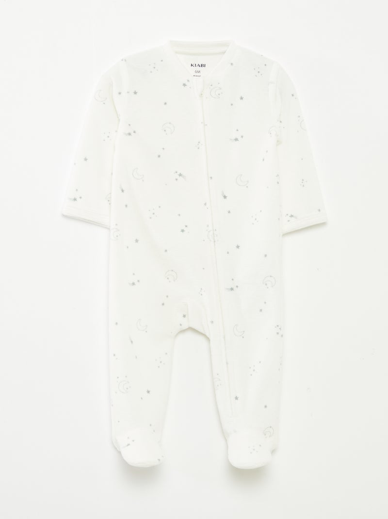 Pijama babygro em veludo com abertura com fecho Cinza - Kiabi