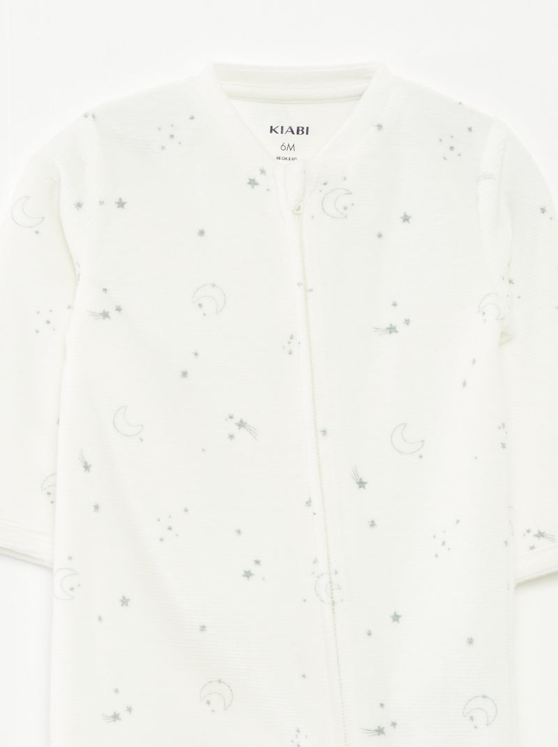 Pijama babygro em veludo com abertura com fecho Cinza - Kiabi