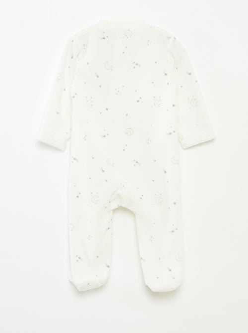 Pijama babygro em veludo com abertura com fecho - Kiabi