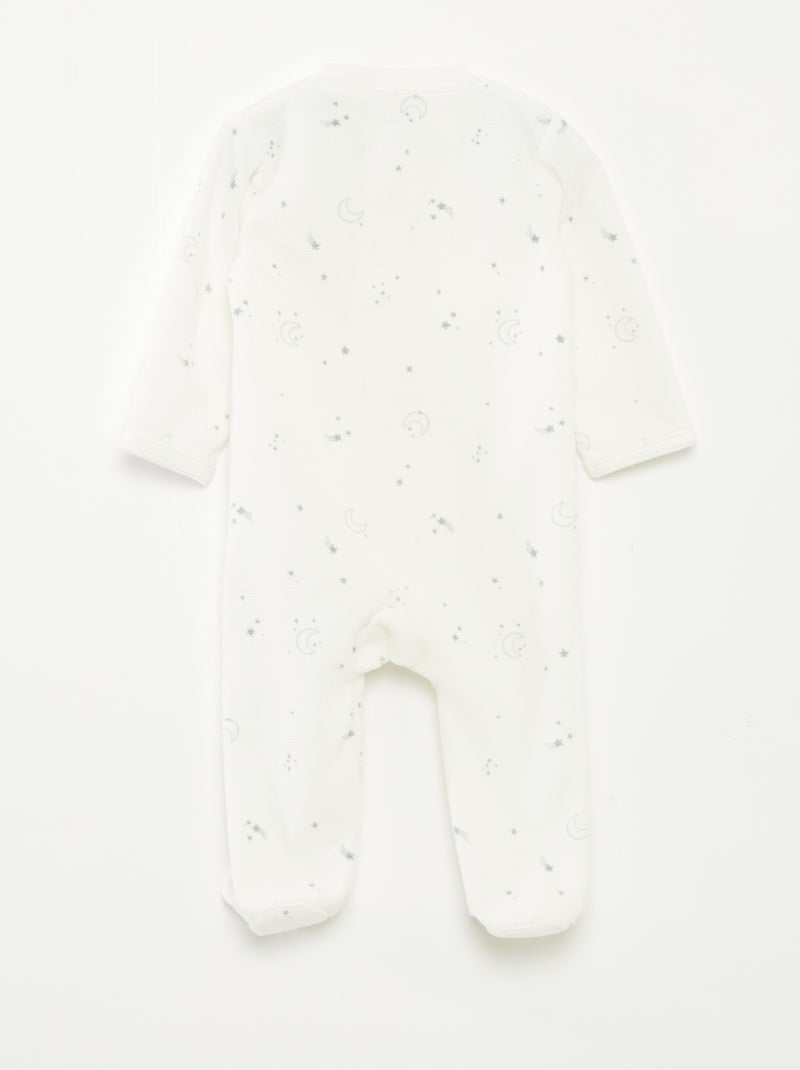 Pijama babygro em veludo com abertura com fecho Cinza - Kiabi