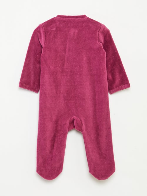 Pijama babygro em veludo com abertura com fecho - Kiabi