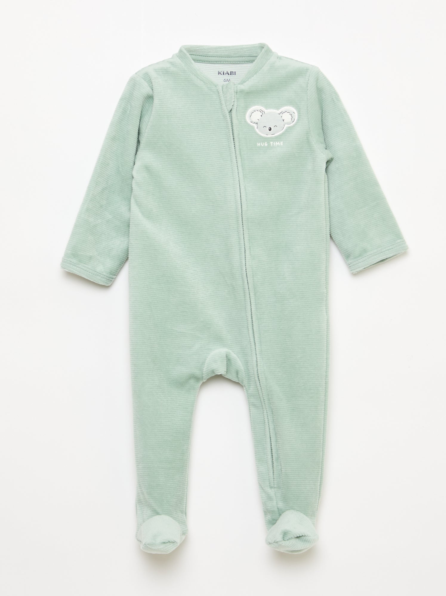 Pijama babygro em veludo com abertura com fecho