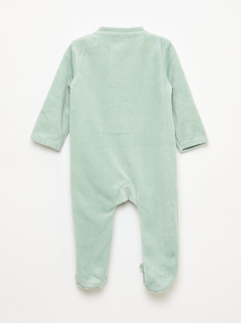 Pijama babygro em veludo com abertura com fecho Verde - Kiabi
