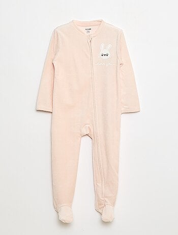 Pijama babygro em veludo com abertura com fecho