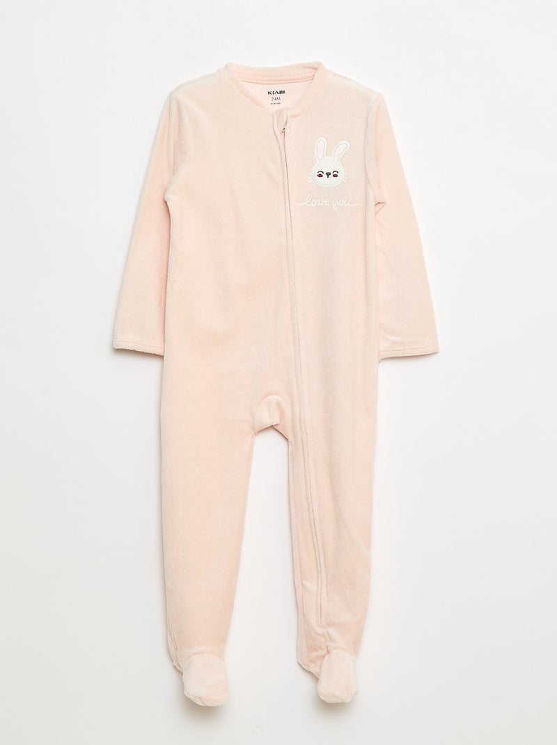 Pijama babygro em veludo com abertura com fecho Violeta - Kiabi