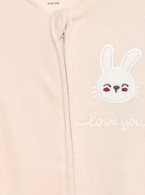 Pijama babygro em veludo com abertura com fecho - Kiabi
