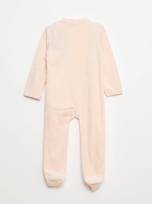 Pijama babygro em veludo com abertura com fecho - Kiabi