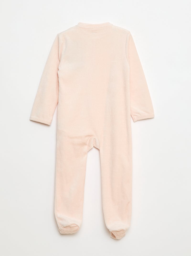 Pijama babygro em veludo com abertura com fecho Violeta - Kiabi
