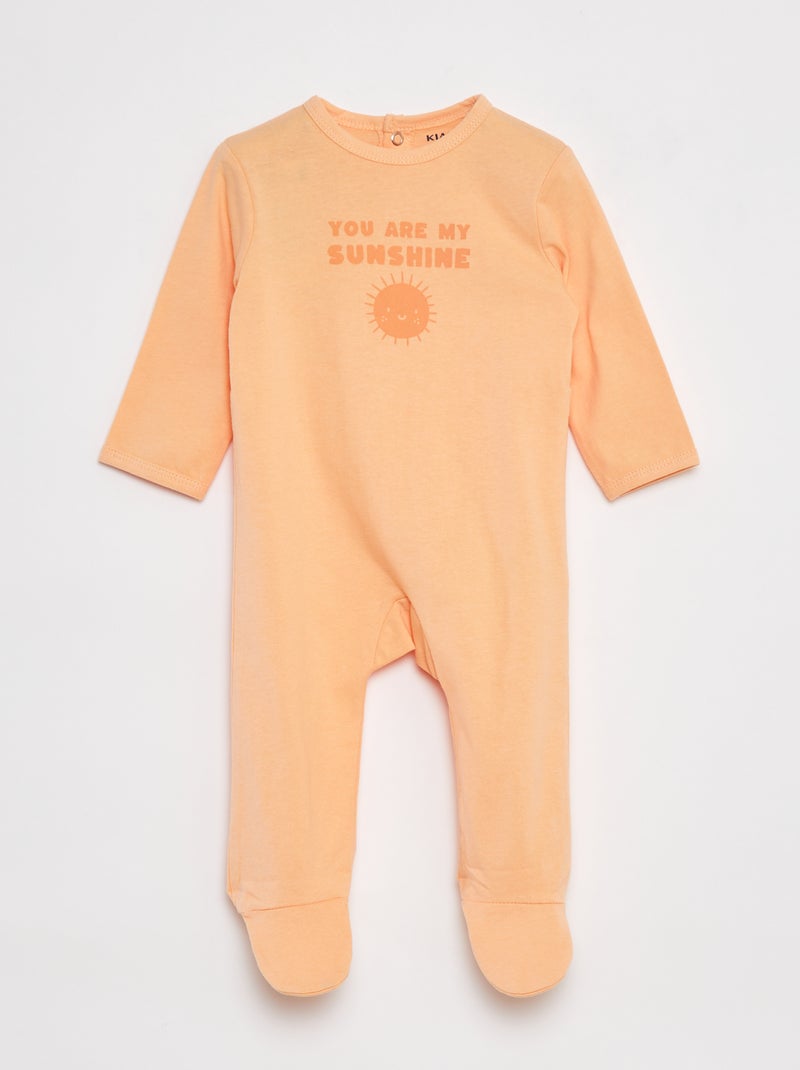 Pijama babygro leve com pés LARANJA - Kiabi