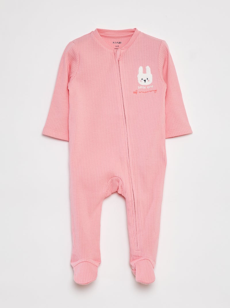 Pijama babygro leve nervurado ROSA - Kiabi