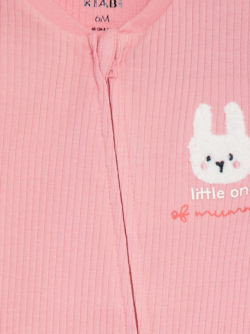 Pijama babygro leve nervurado ROSA - Kiabi