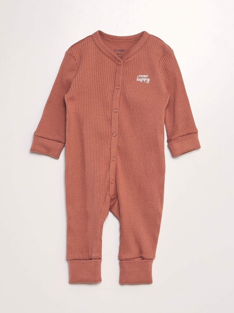 Pijama babygrow canelado de manga comprida CASTANHO - Kiabi