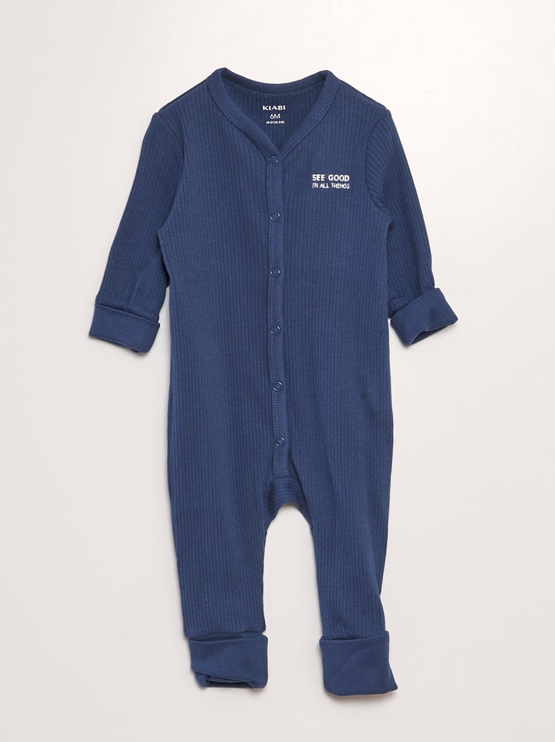 Pijama babygrow canelado de manga comprida VERDE - Kiabi