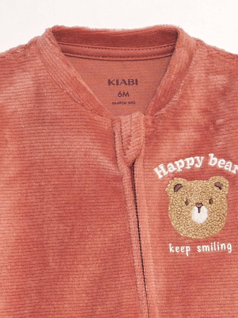 Pijama babygrow de bombazina ROSA - Kiabi