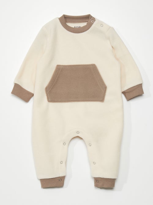 Pijama bicolor em malha polar com bolso canguru - Kiabi