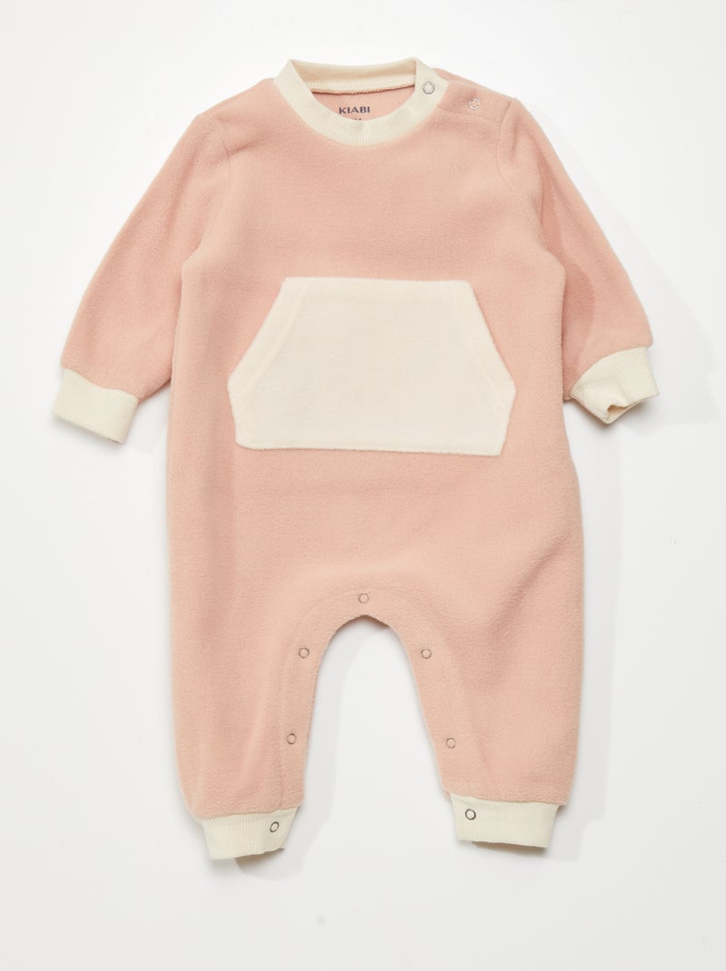 Pijama bicolor em malha polar com bolso canguru ROSA - Kiabi