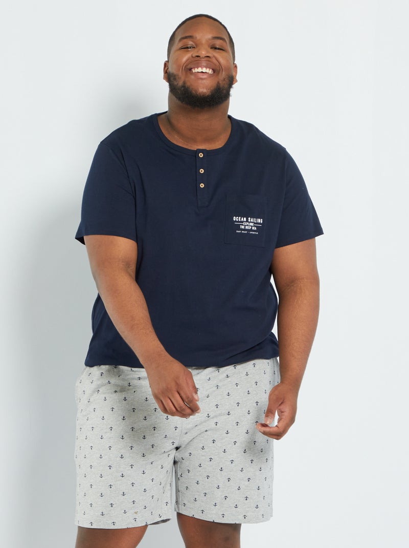 Pijama-calção 'âncora' Azul Naval - Kiabi