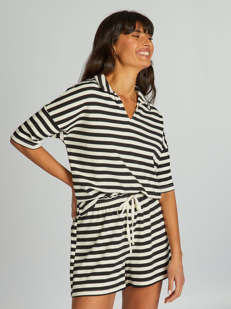 Pijama-calção às riscas  - 2 peças BRANCO - Kiabi