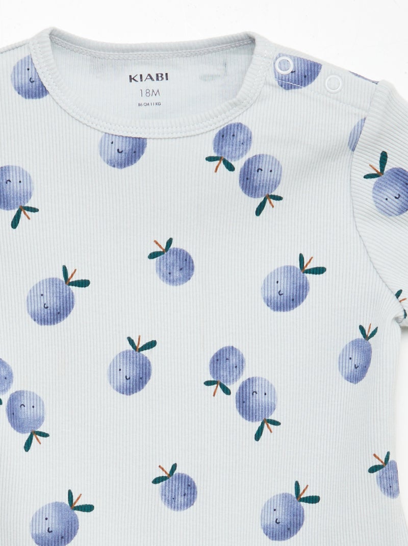 Pijama calção com estampado - 2 peças AZUL - Kiabi