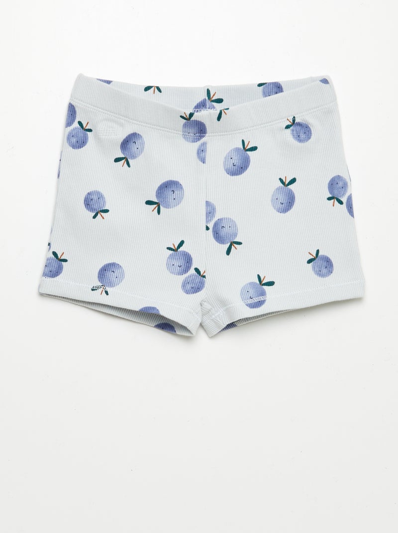 Pijama calção com estampado - 2 peças AZUL - Kiabi