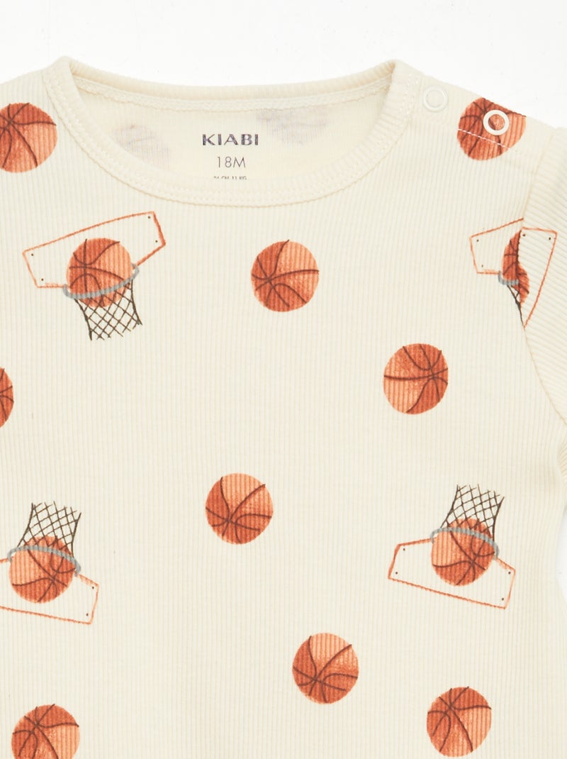 Pijama calção com estampado - 2 peças BRANCO - Kiabi