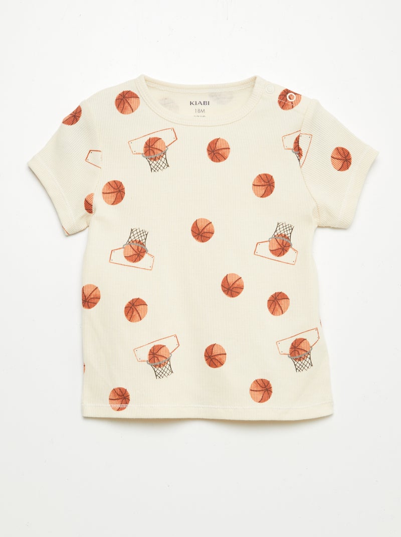 Pijama calção com estampado - 2 peças BRANCO - Kiabi