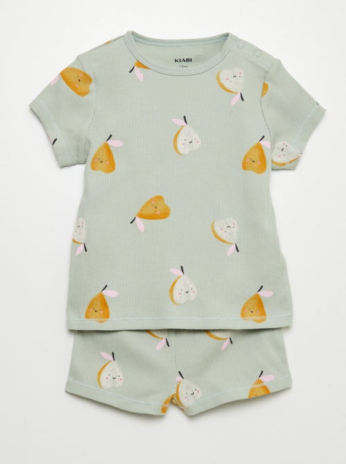 Pijama calção com estampado - 2 peças - Kiabi