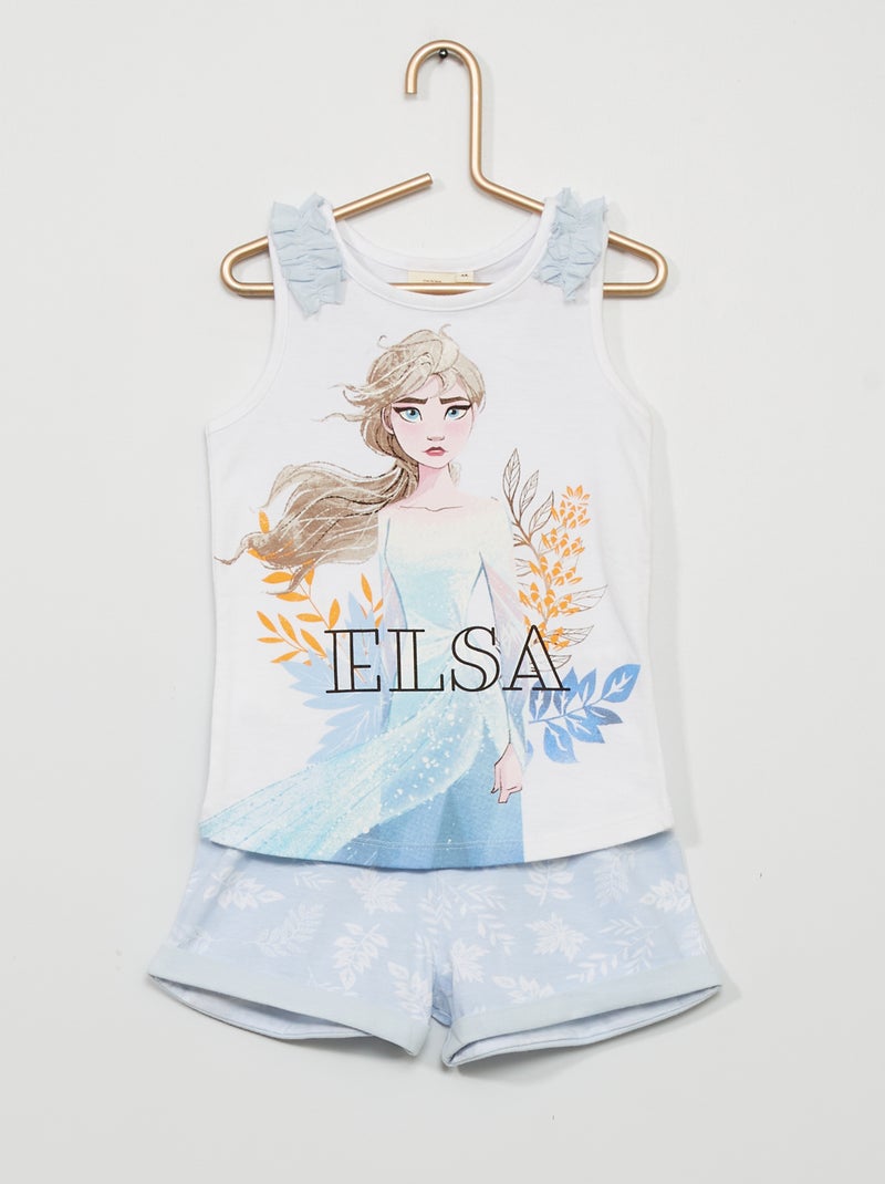 Pijama-calção com top 'Frozen' Branco/ Azul - Kiabi
