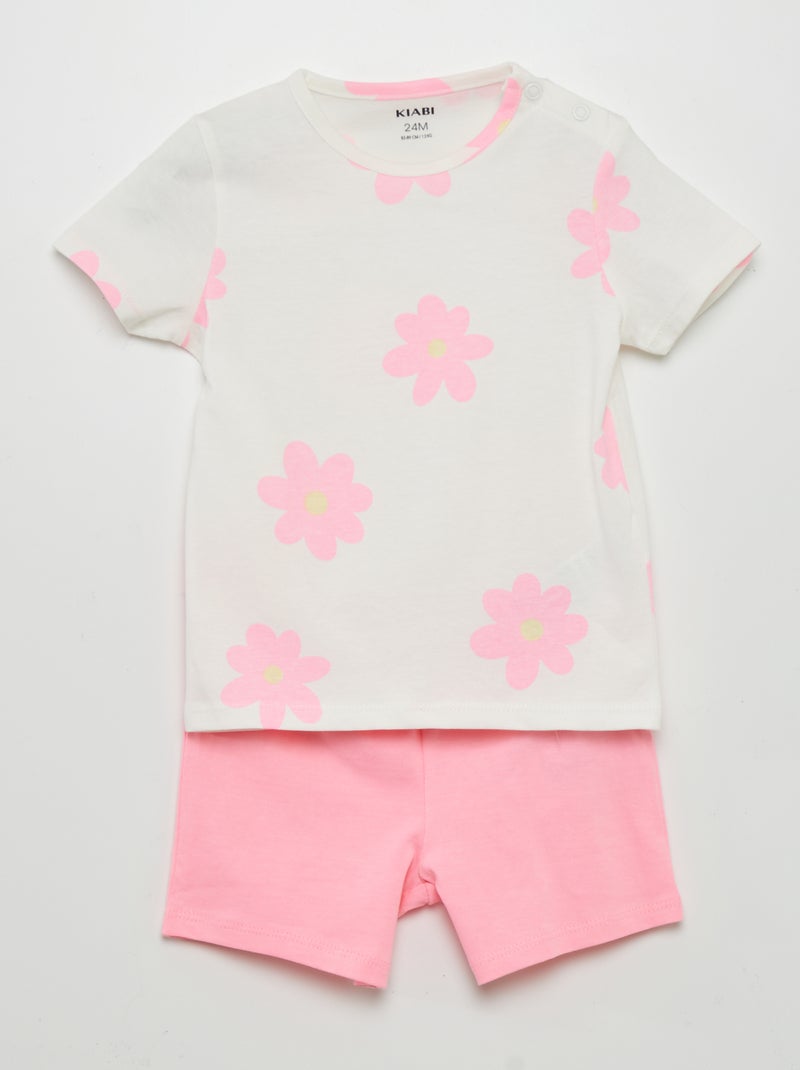 Pijama calção de 2 peças estampado ROSA - Kiabi