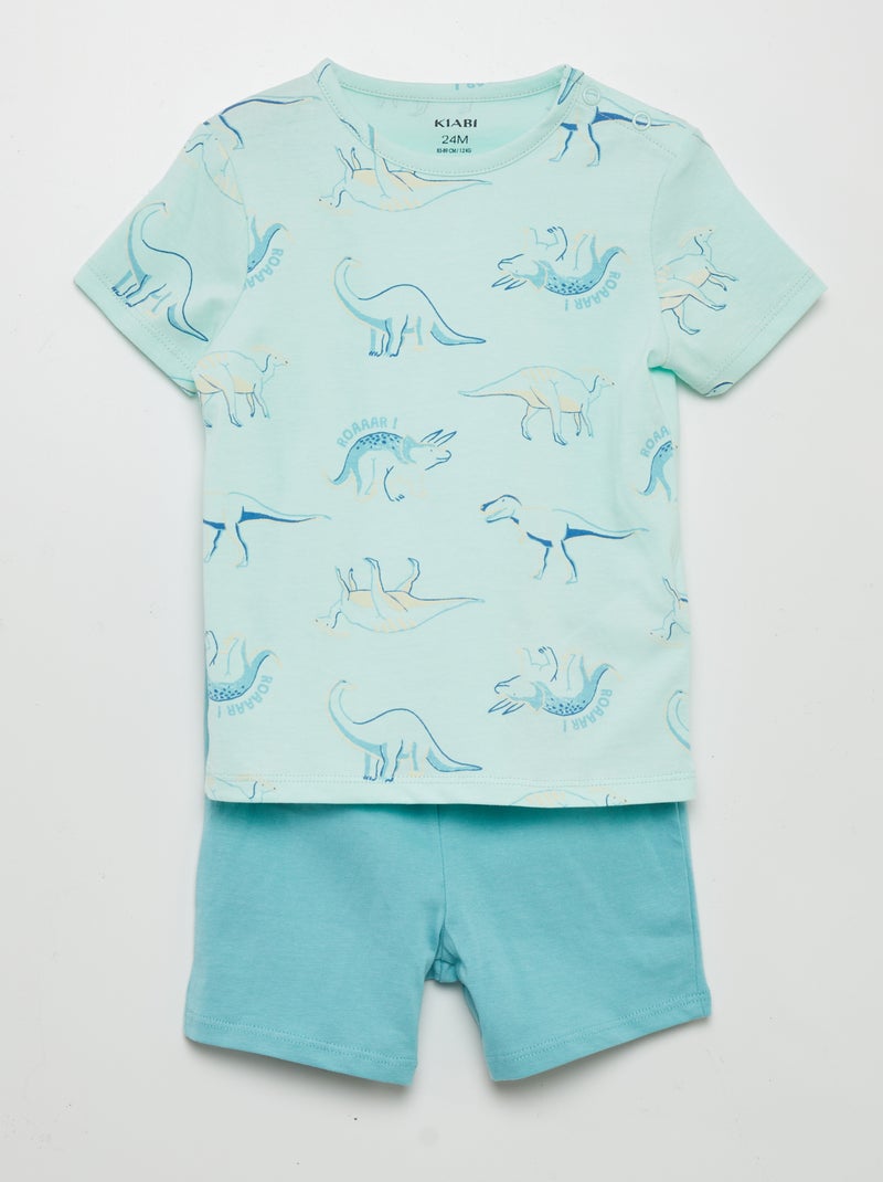 Pijama calção de 2 peças estampado VERDE - Kiabi