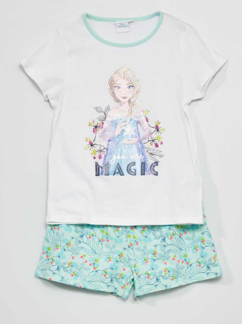 Pijama calção 'Frozen' 'Disney' - 2 peças Branco/ Azul - Kiabi