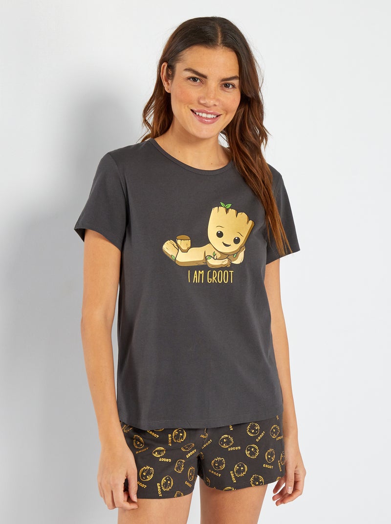 Pijama-calção 'Groot' da 'Marvel'  - 2 peças PRETO - Kiabi