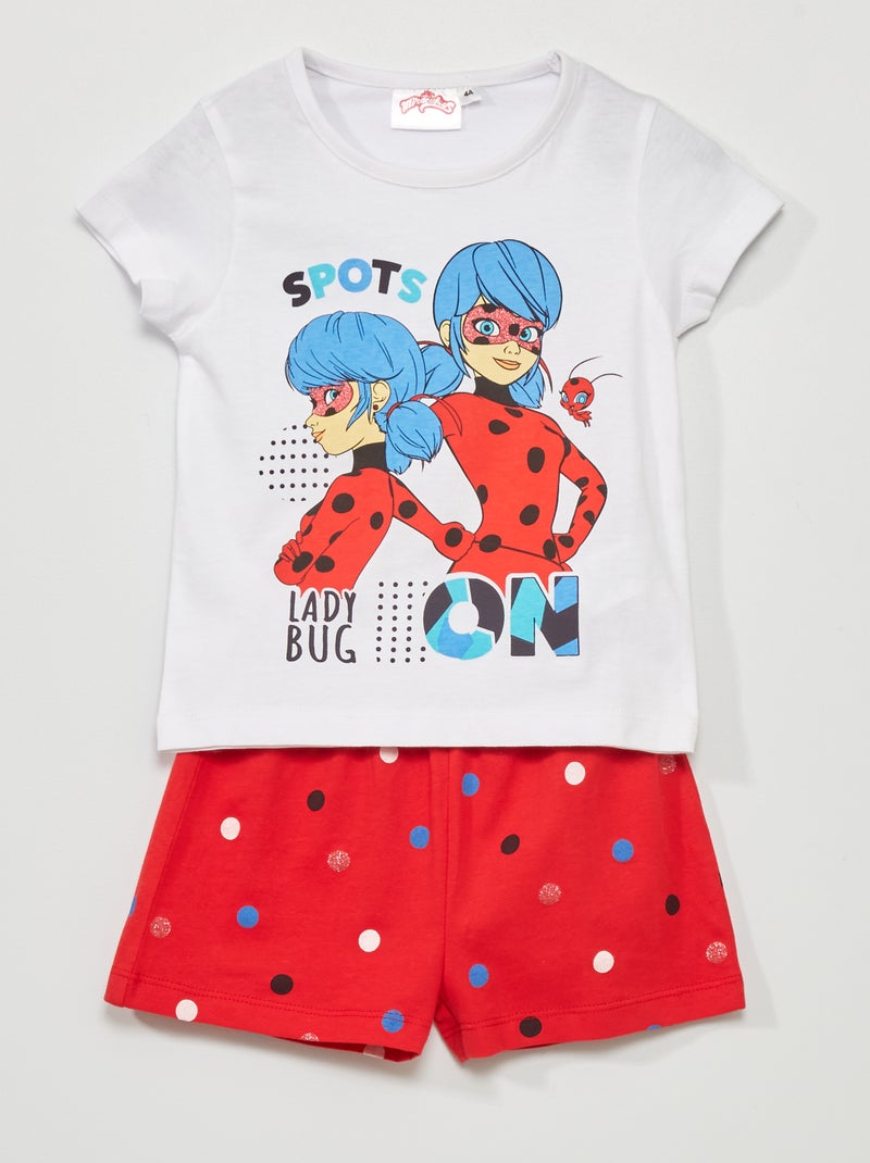 Pijama-calção 'Lady Bug' - 2 peças Branco/ Vermelho - Kiabi