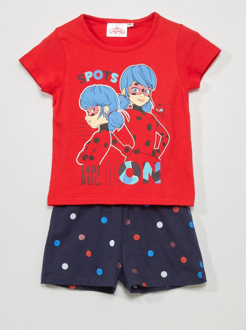 Pijama-calção 'Lady Bug' - 2 peças Vermelho/ Azul - Kiabi
