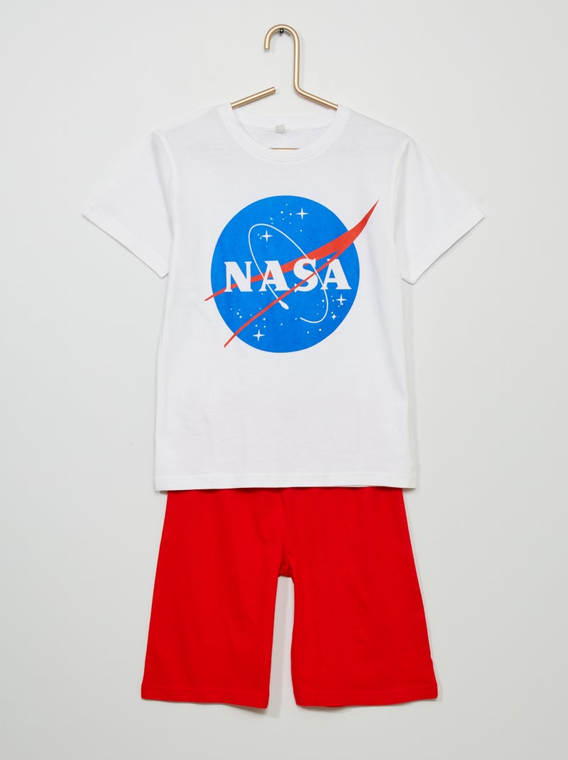 Pijama-calção 'NASA' Branco/ Vermelho - Kiabi