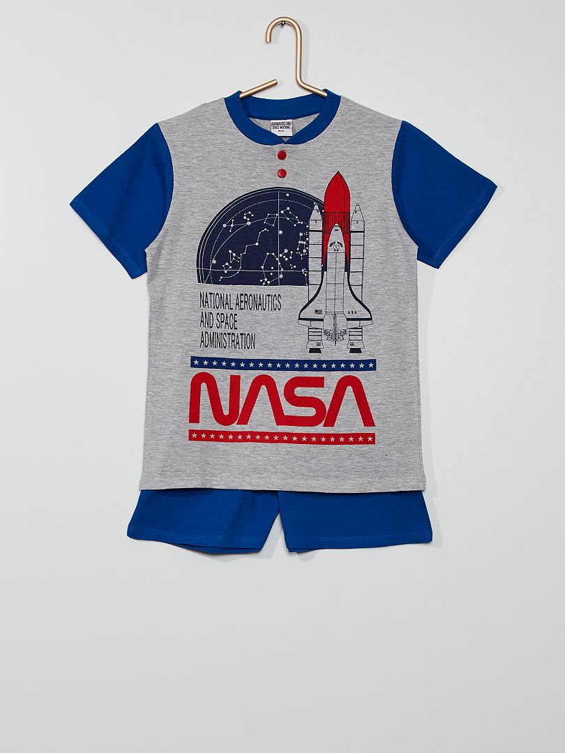 Pijama-calção 'NASA' Cinza/ Azul - Kiabi