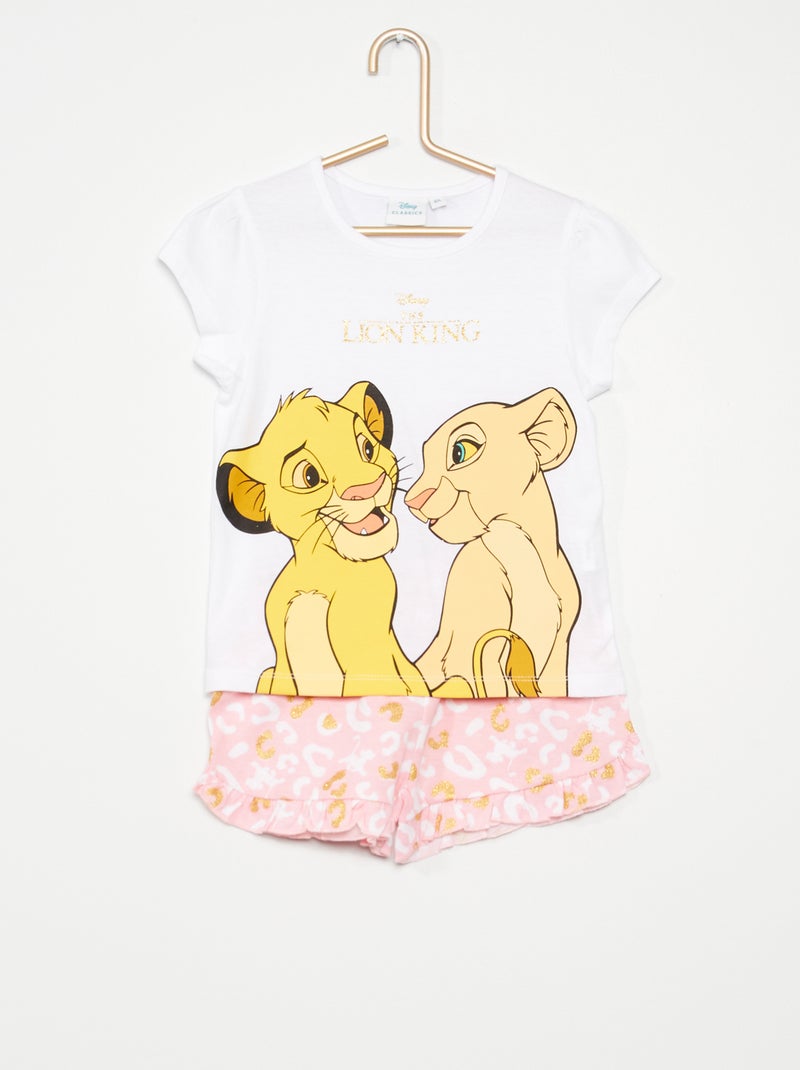 Pijama-calção 'O Rei Leão' Branco/ Rosa - Kiabi