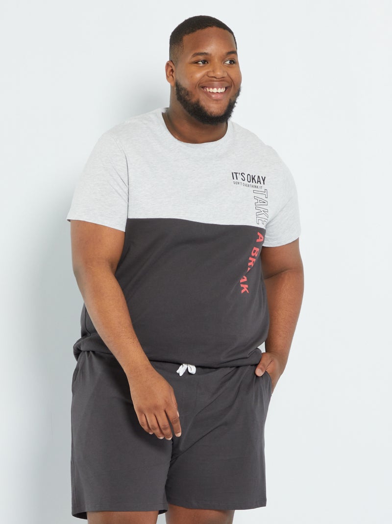 Pijama calção PRETO - Kiabi