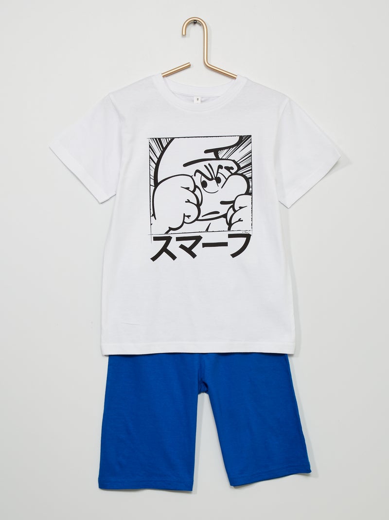 Pijama-calção 'Smurf' Branco/ Azul - Kiabi