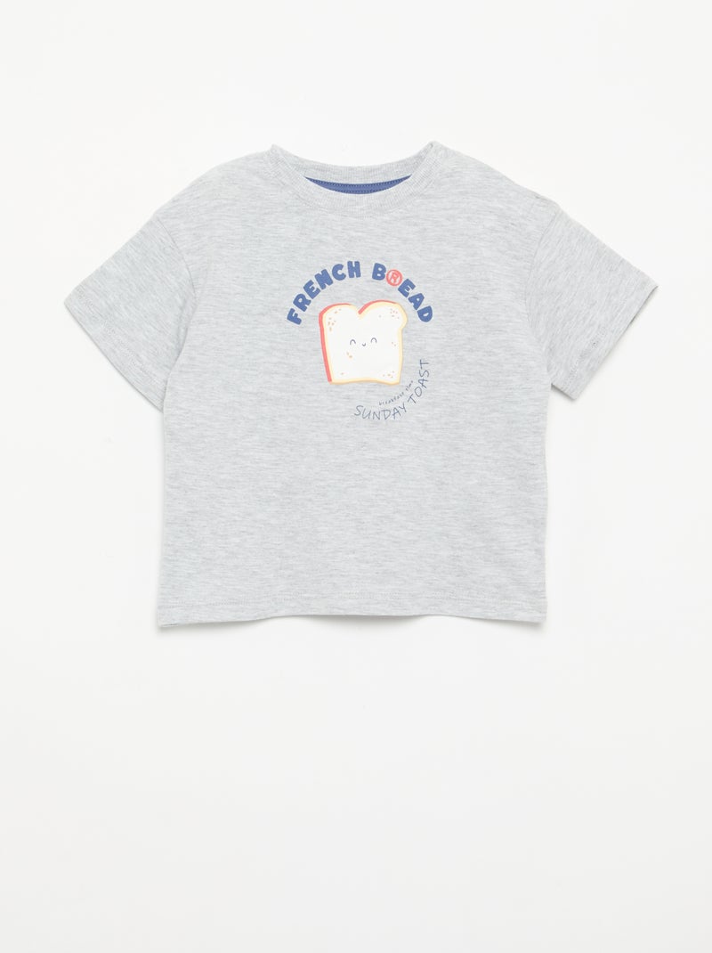 Pijama calções + t-shirt - 2 peças Cinza - Kiabi