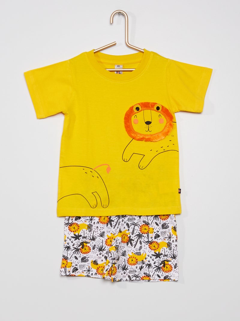 Pijama calções + t-shirt lúdica AMARELO - Kiabi