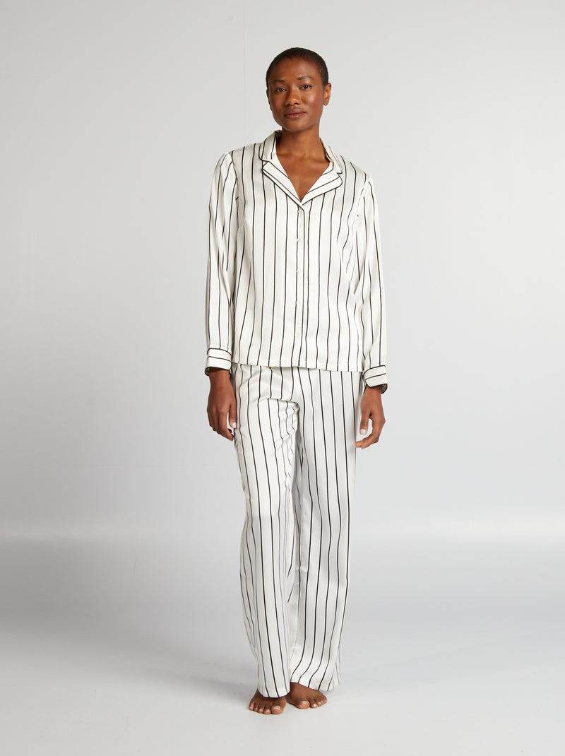 Pijama camisa + calças  - 2 peças BRANCO - Kiabi