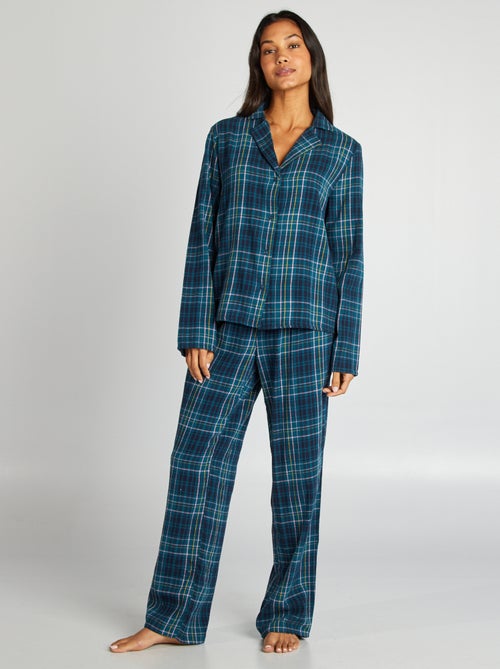 Pijama camisa + calças aos quadrados - Kiabi