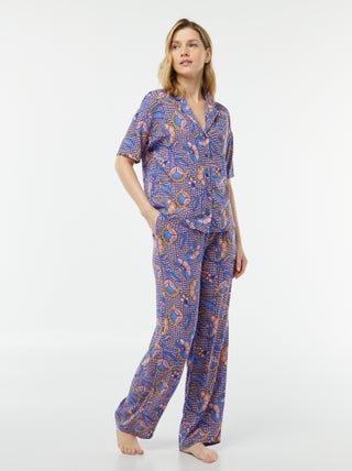 Pijama camisa + calças estampado