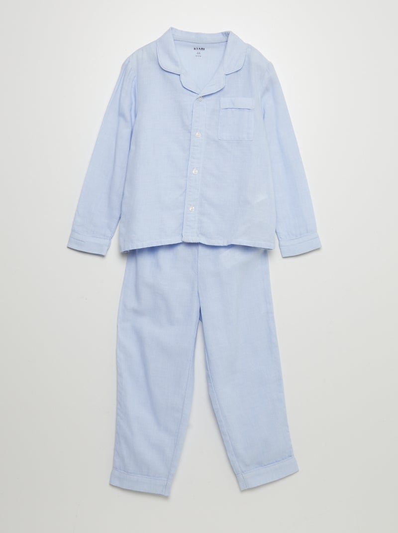 Pijama camisa + calções  - 2 peças AZUL - Kiabi