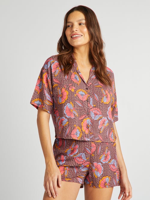 Pijama camisa + calções  - estampado wax - Kiabi