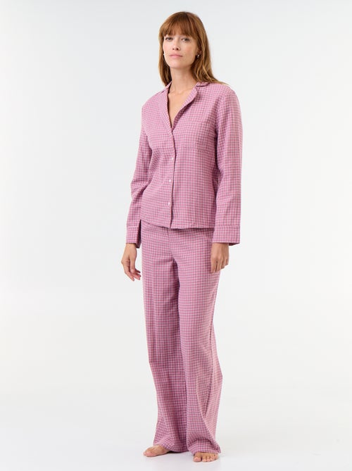 Pijama camisa e calças estampadas - 2 peças - Kiabi