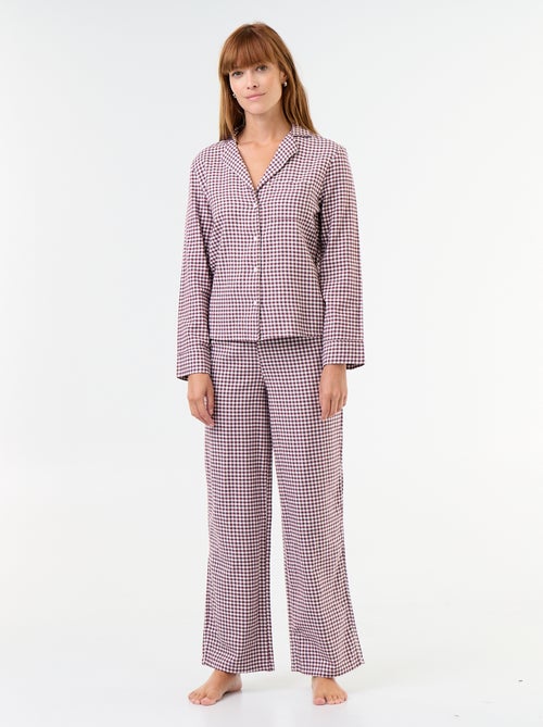 Pijama camisa e calças estampadas - 2 peças - Kiabi