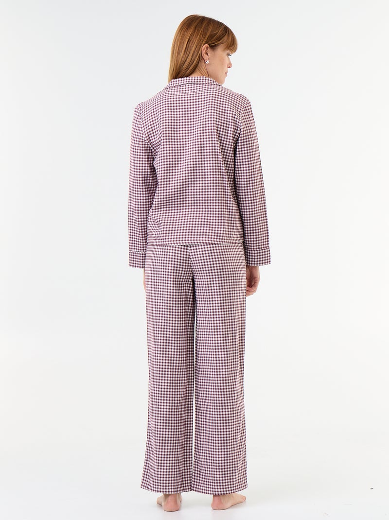 Pijama camisa e calças estampadas - 2 peças Vermelho - Kiabi
