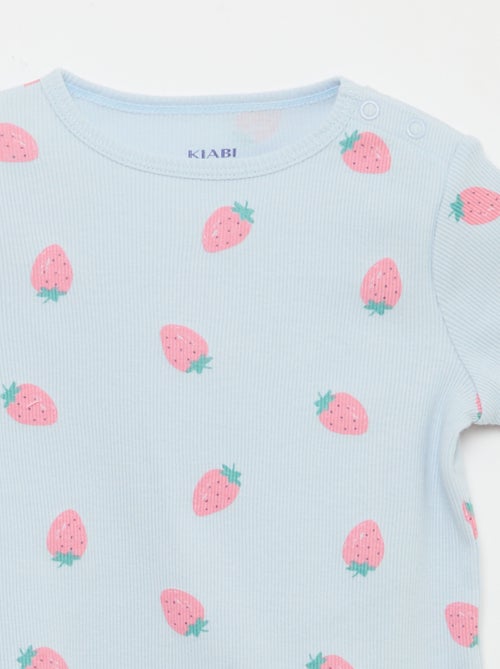 Pijama camiseta + calções em algodão canelado - 2 peças - Kiabi